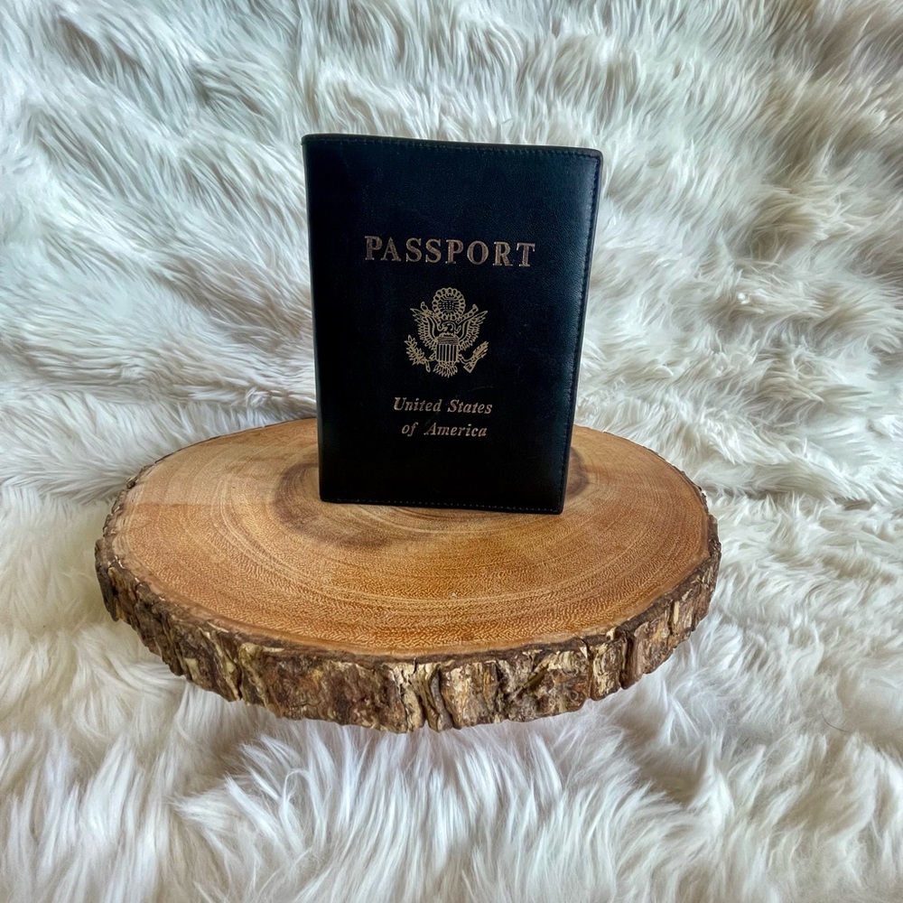 Bally Vintage Black Leather Passport Holder - U.S. Seal Embossed
